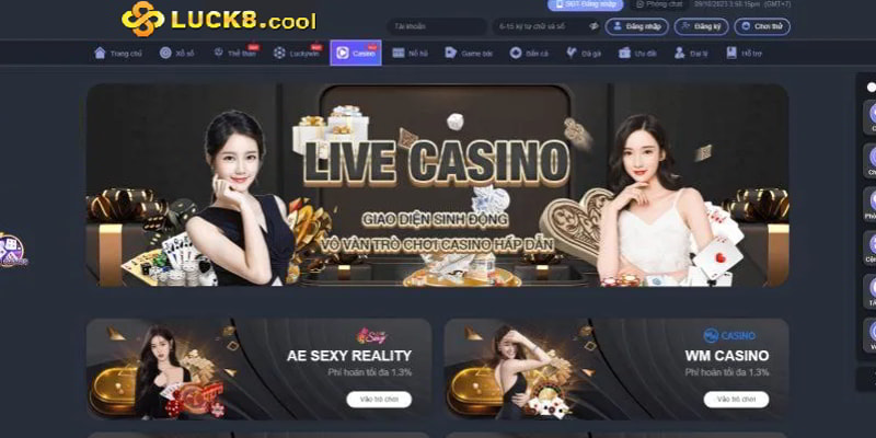 Hình ảnh giao diện web chính của nhà cái Luck8